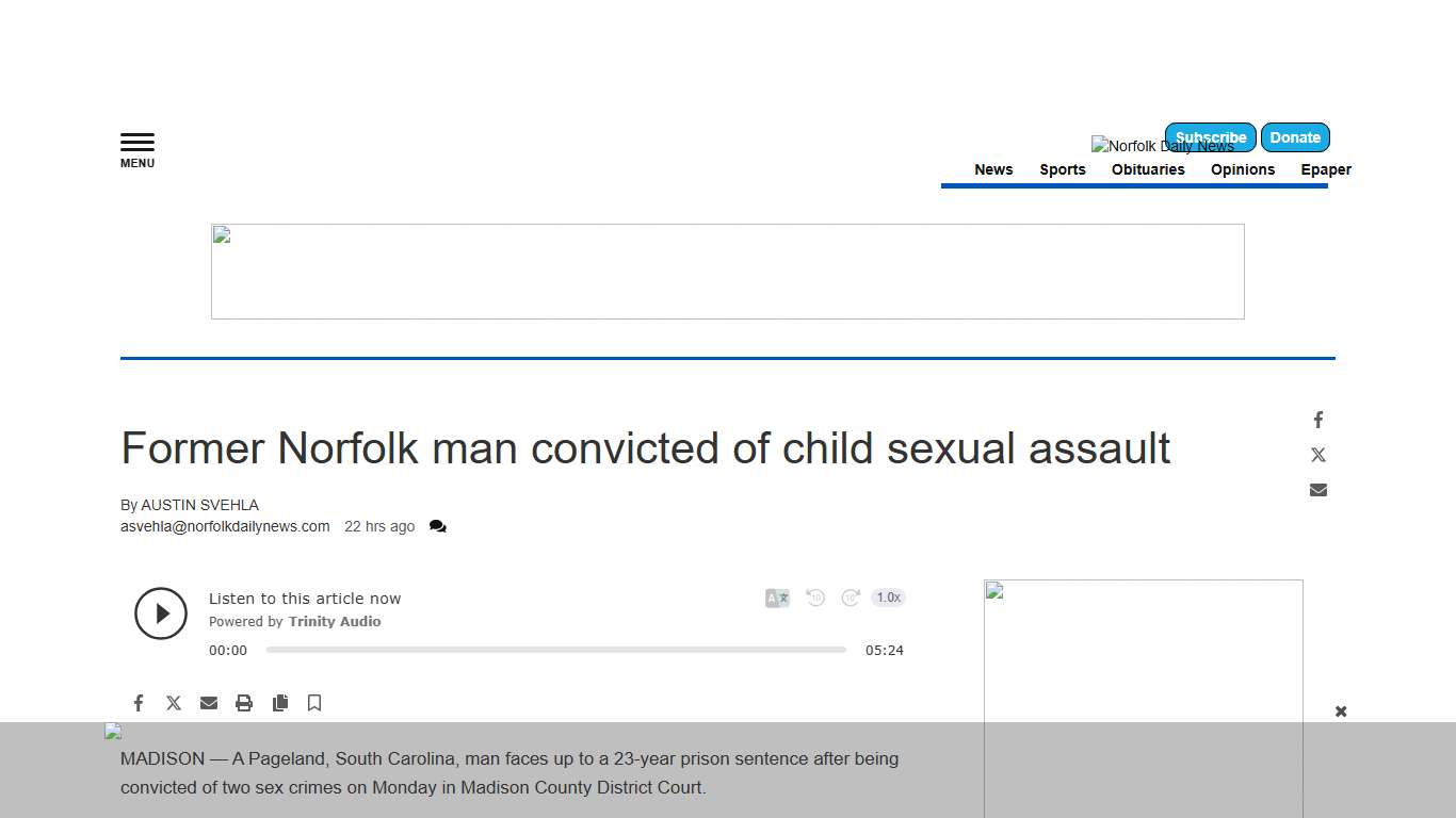Former Norfolk man convicted of child sexual assault Select norfolkdailynews.com